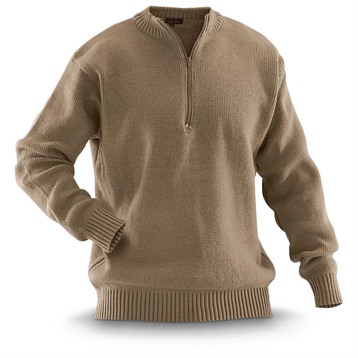 Mil-Tec® 1/4-zip Swiss Military-style Sweater, Coyote - 282362 ...