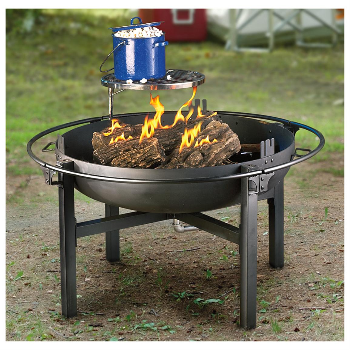 Outdoor Camping Cooking Cowboy Fire Pit Rotisserie Grill 282386 Stoves at 