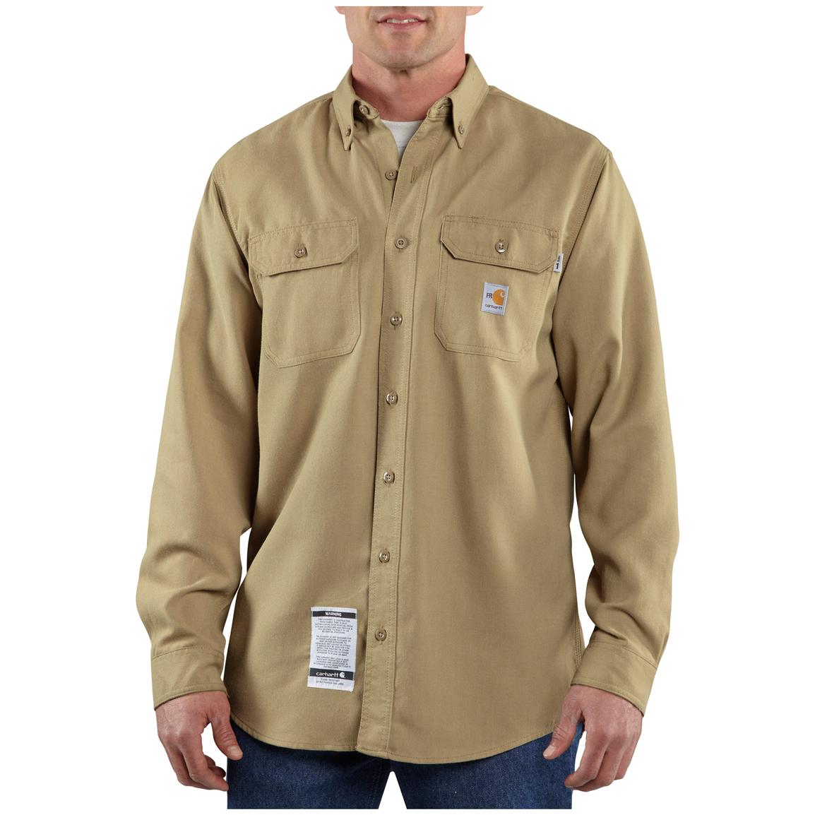 Men's Carhartt® Flame-resistant Long-sleeve Work Shirt - 282557, Shirts ...