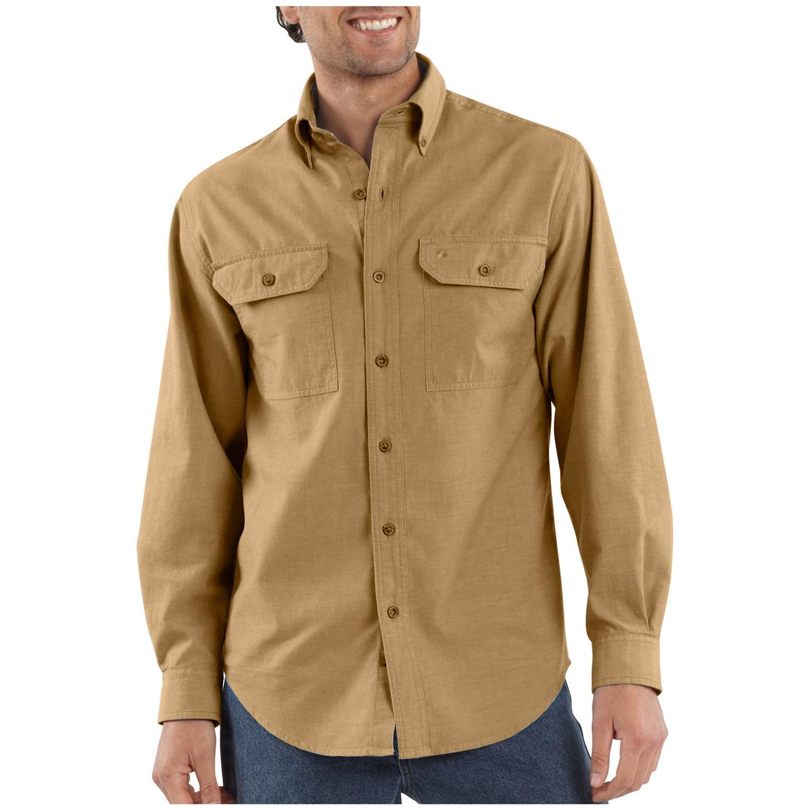 Men's Carhartt® Long-sleeve Chambray Work Shirt - 282602, Shirts at ...