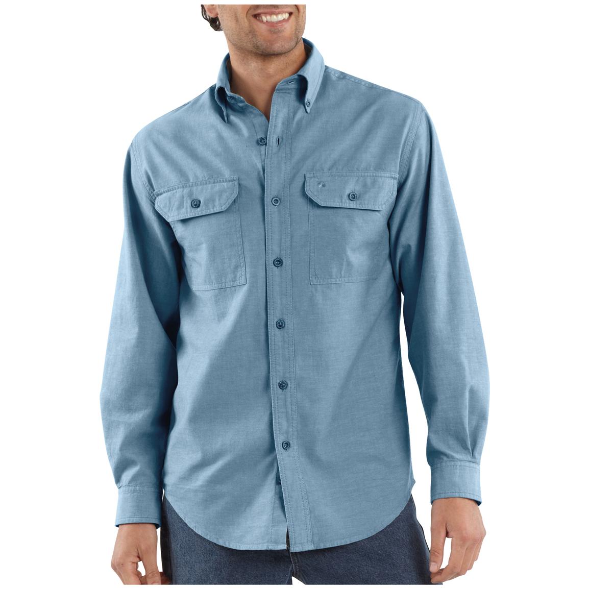 Mens Carhartt® Long Sleeve Chambray Work Shirt 282602 Shirts At Sportsmans Guide