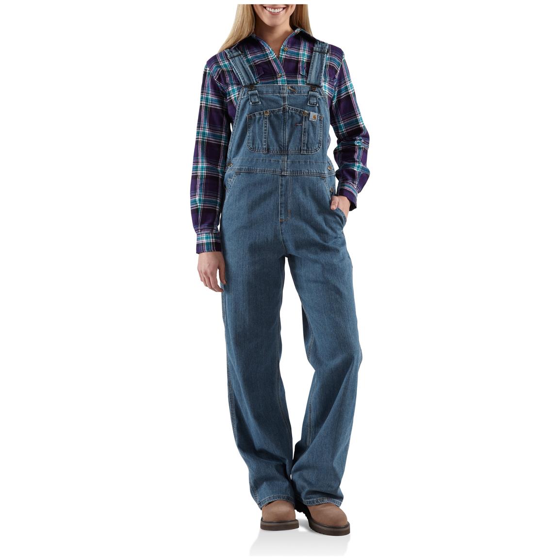 Women s Carhartt Denim Bib Overalls 282605 At Sportsman s Guide