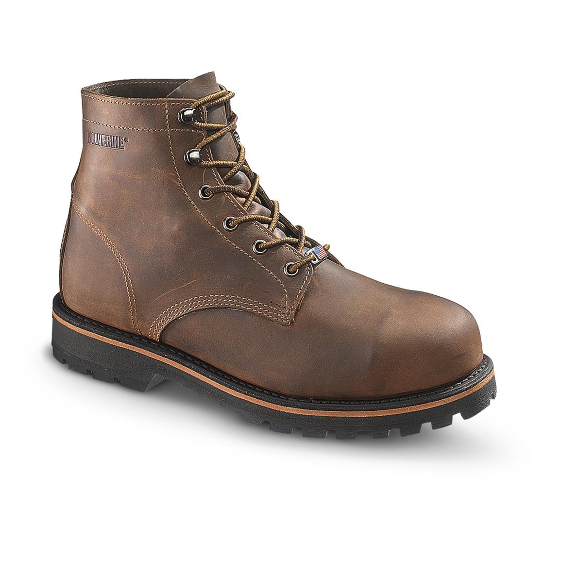 brown work boots