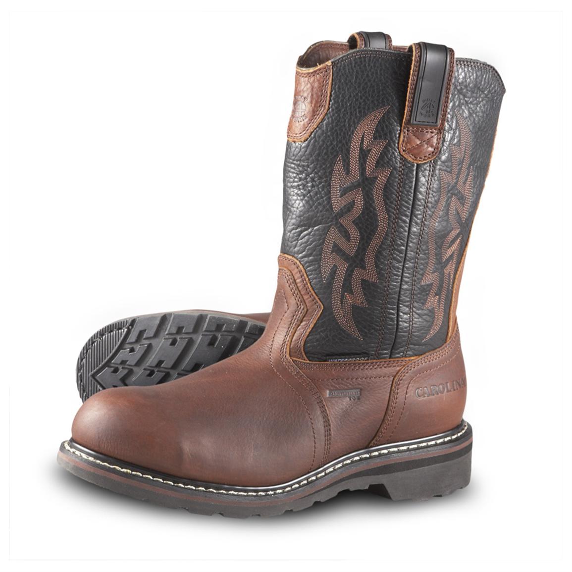 Men's Carolina® Aluminum Toe Waterproof Pull - on Western Work Boots ...