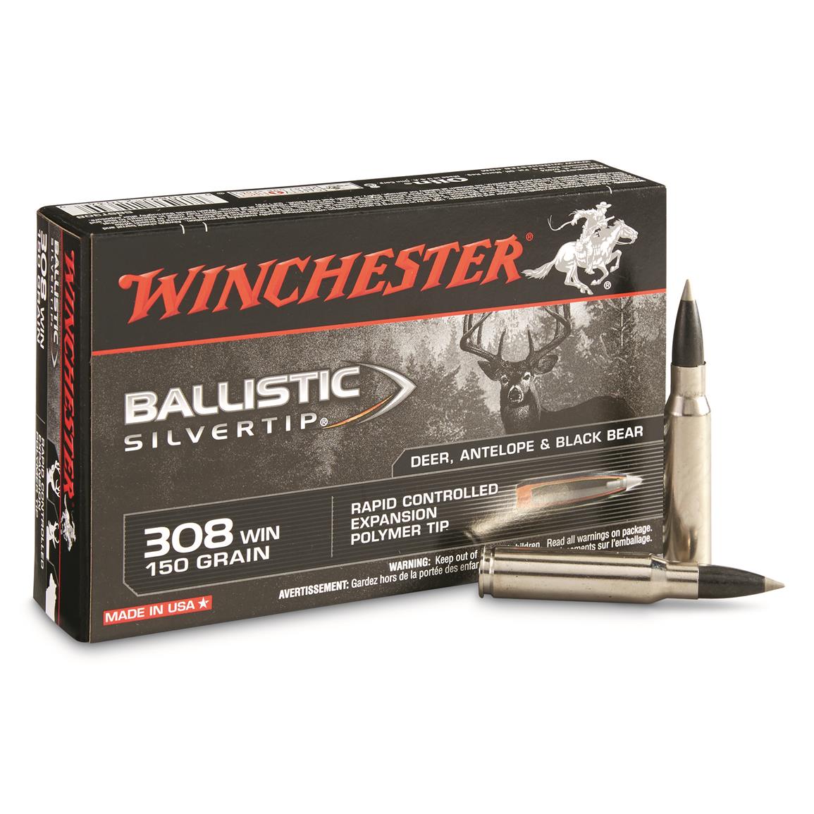 Winchester Ballistic Silvertip, .308 Winchester, BST, 150 Grain, 20 Rounds  - 29129, .308 Winchester Ammo at Sportsman's Guide