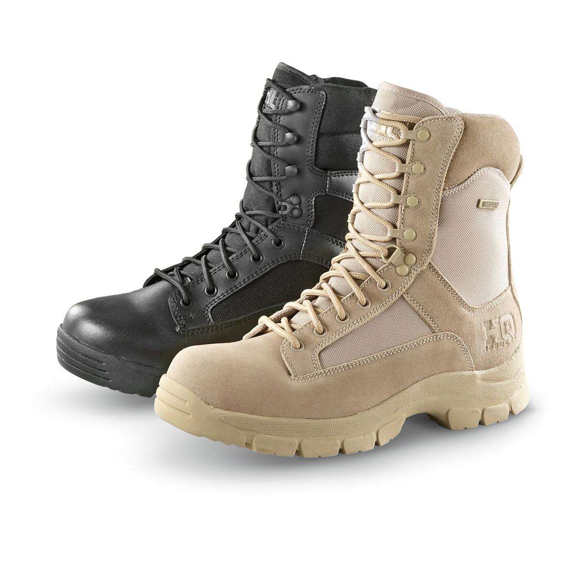 HQ ISSUE Men's Waterproof Combat Boots, Side Zip, Desert Tan - 292022 ...