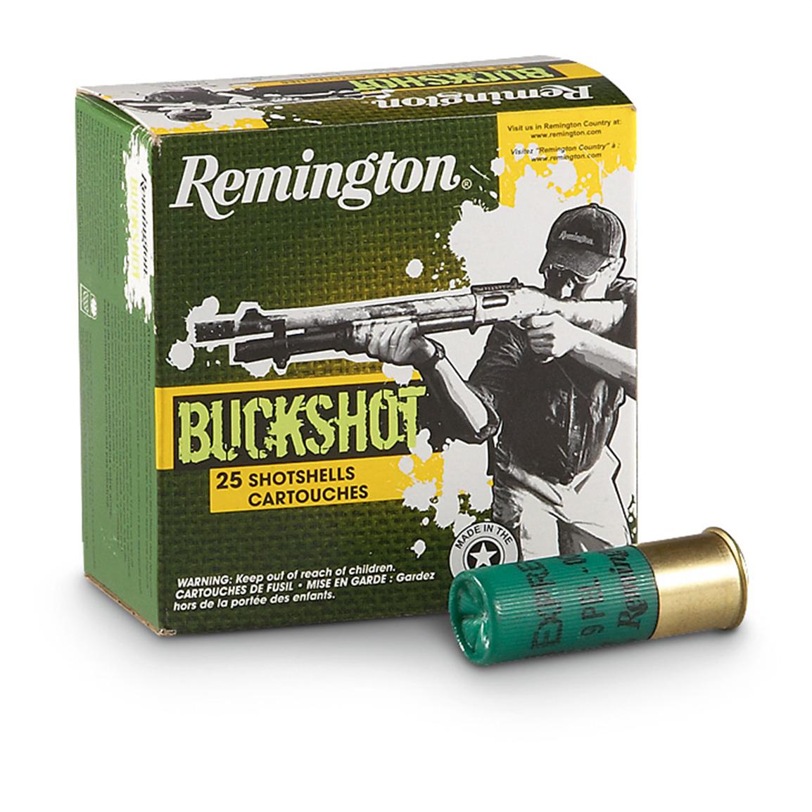 Remington Buckshot, 2 3/4&quot; 12 Gauge, 00 Buckshot, 9 Pellets, 250 Rounds