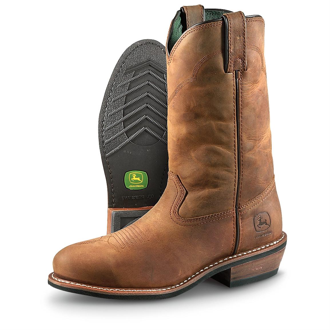 Men's John Deere® Steel Toe Pull-on Boots, Tan Crazy Horse - 292219 ...