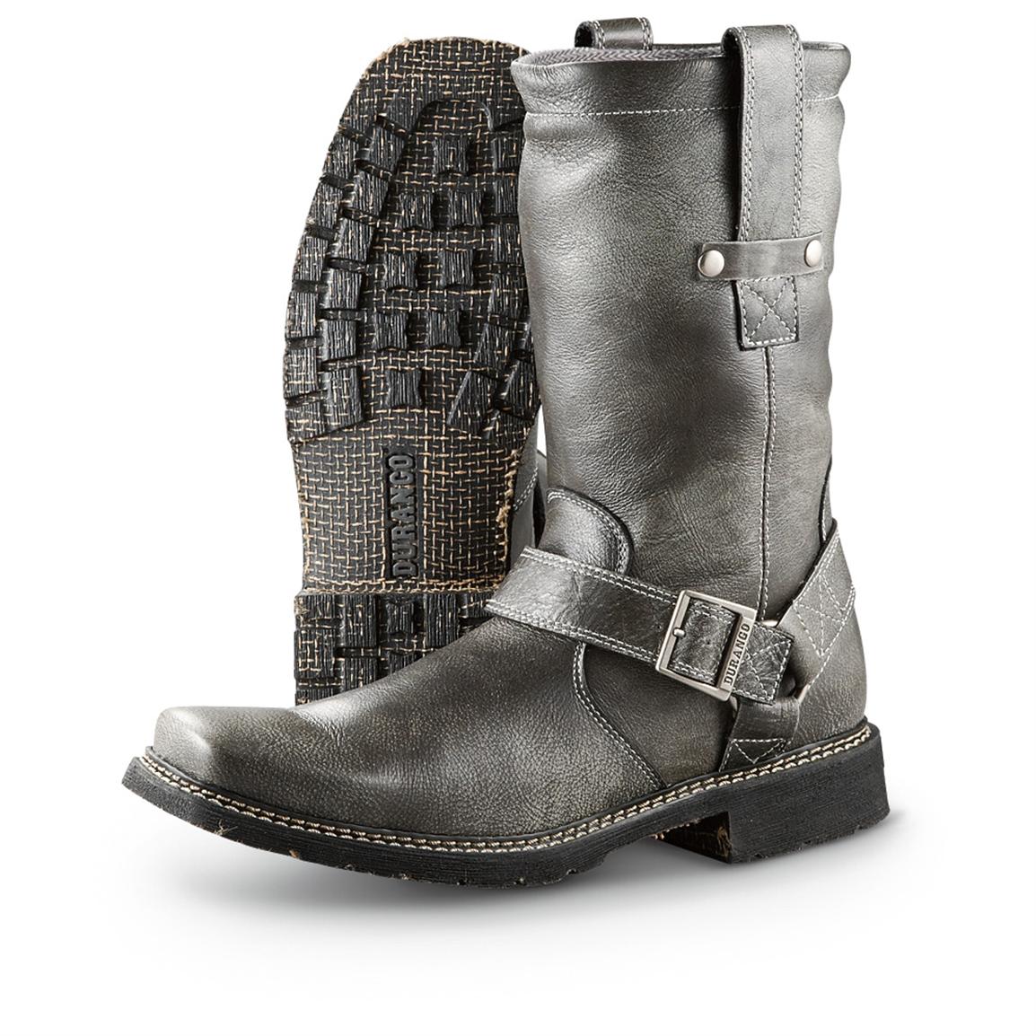 gray motorcycle boots