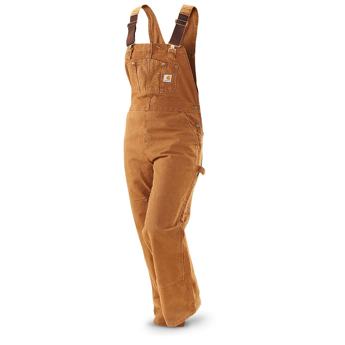 Unlined Sandstone Bib Overalls, Brown 