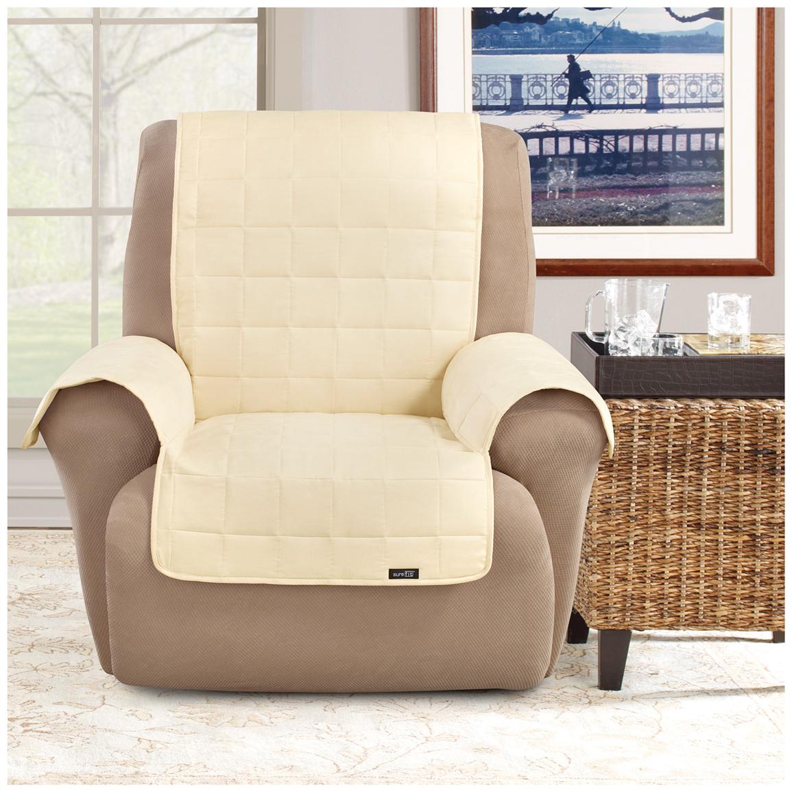 Sure Fit® Waterproof Quilted Suede Wing Chair / Recliner Pet Cover