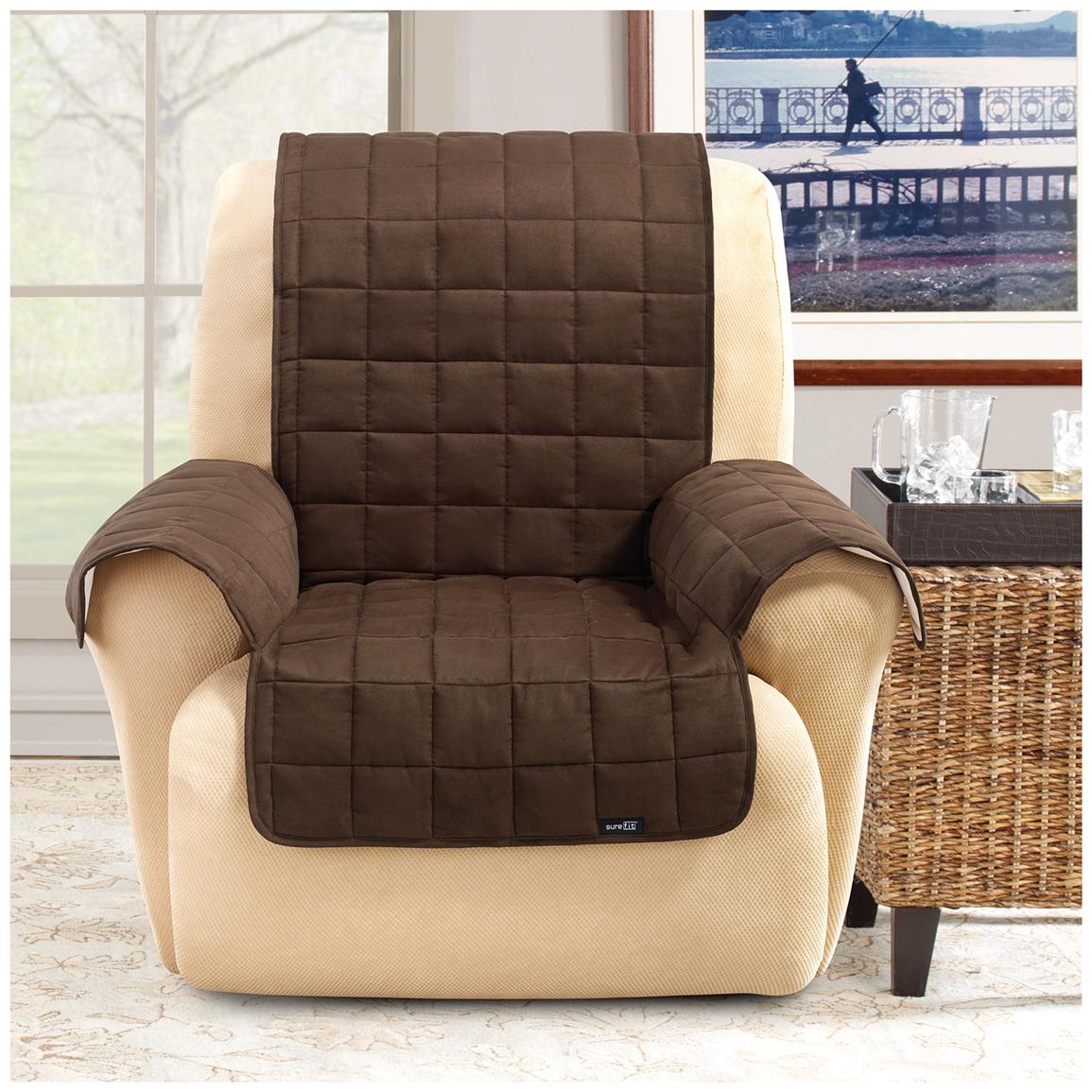 Sure Fit® Waterproof Quilted Suede Wing Chair / Recliner ...