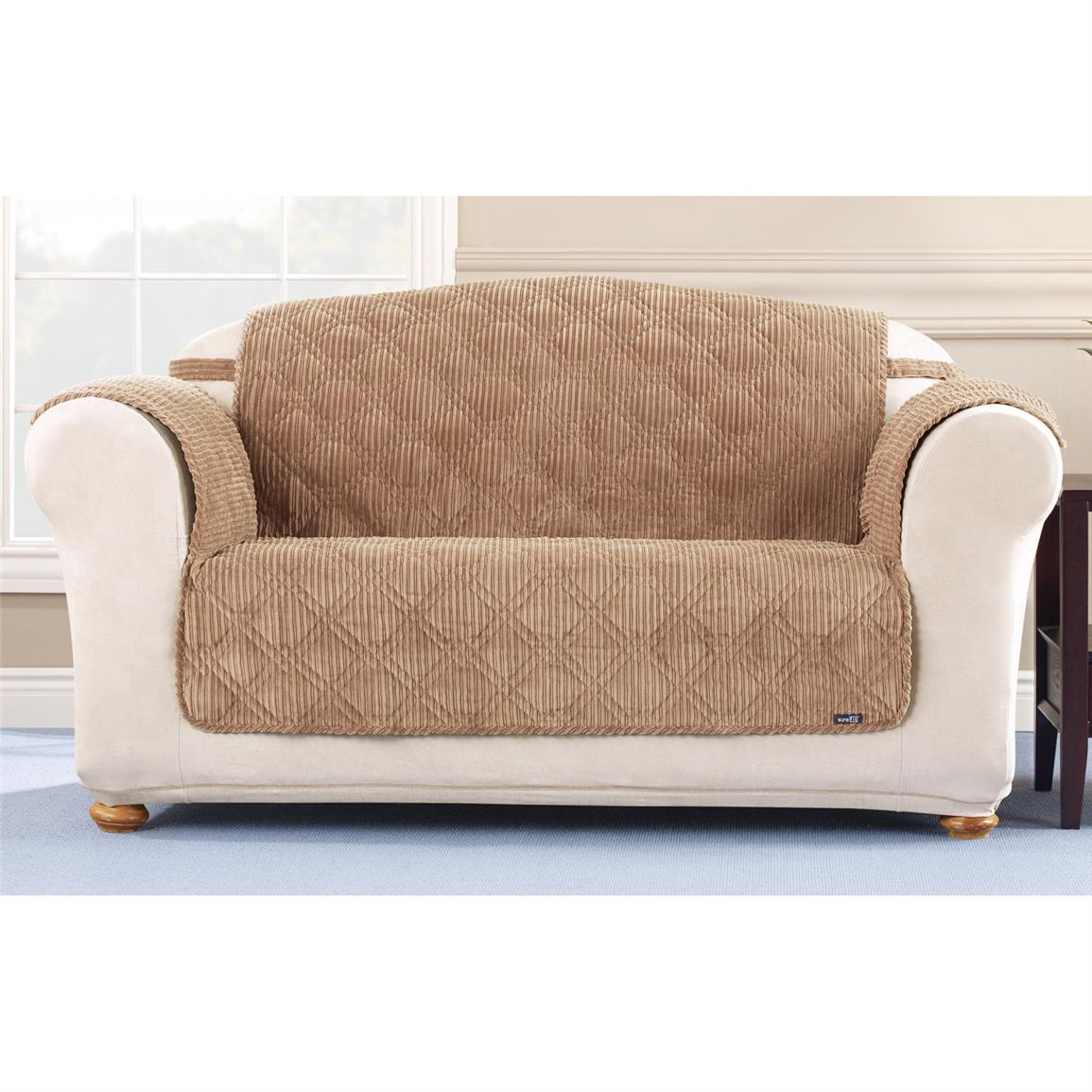 Sure Fit® Quilted Corduroy Loveseat Pet Cover - 292845 ...