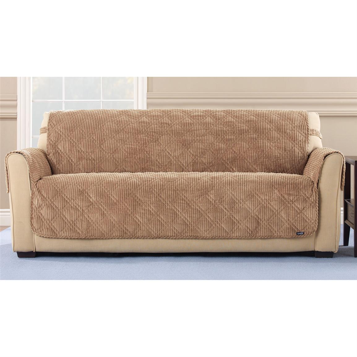 Sure Fit Quilted Corduroy Sofa Pet Cover 292846 Furniture