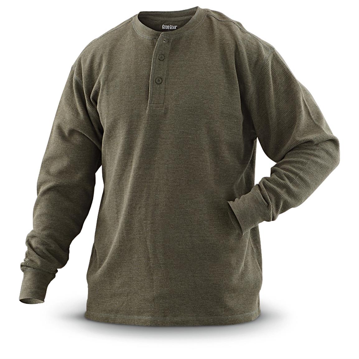 Guide Gear® Waffle Thermal Henley - 293297, Shirts at Sportsman's Guide
