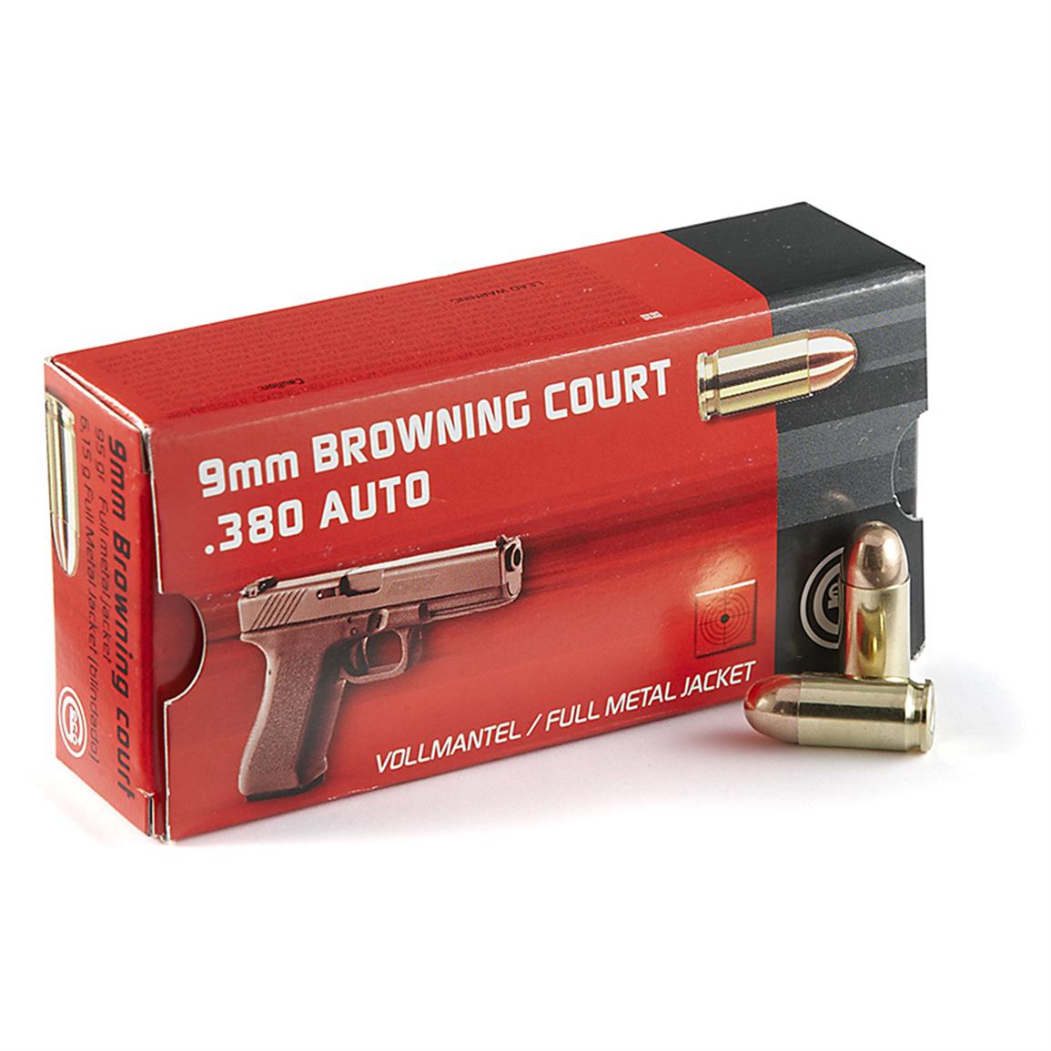 GECO, .380 ACP, FMJ, 95 Grain, 50 Rounds - 293837, .380 ACP Ammo at ...