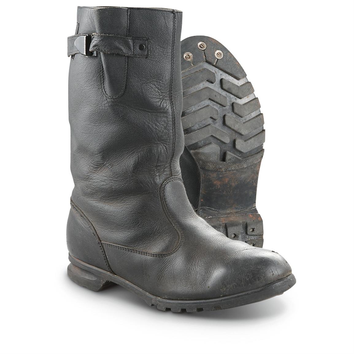 Used Czech Military Surplus Leather Boots, Black - 293895, Combat ...