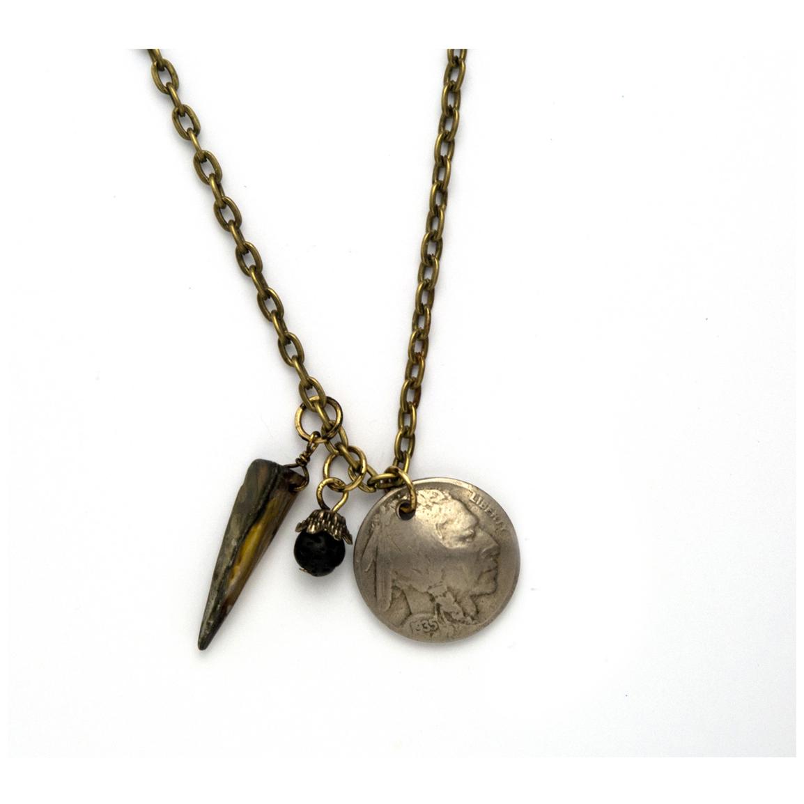 Dome Buffalo Nickel and Natural Stone Pendant from American Coin ...