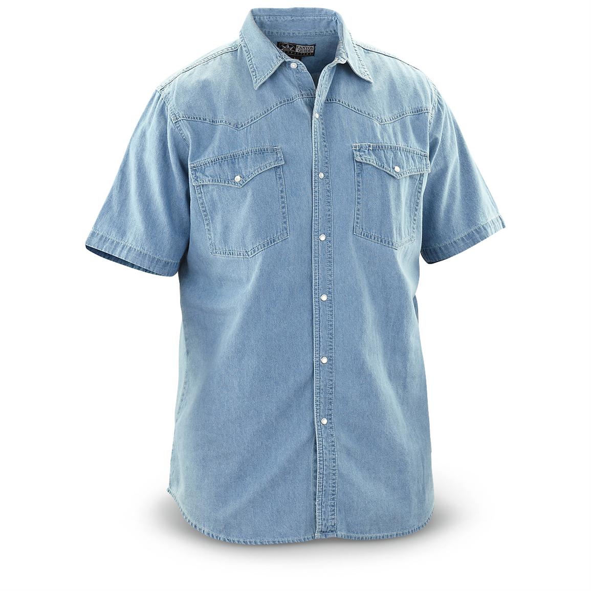 Canyon Guide® Short-sleeved Western Denim Shirt - 294590, Shirts ...
