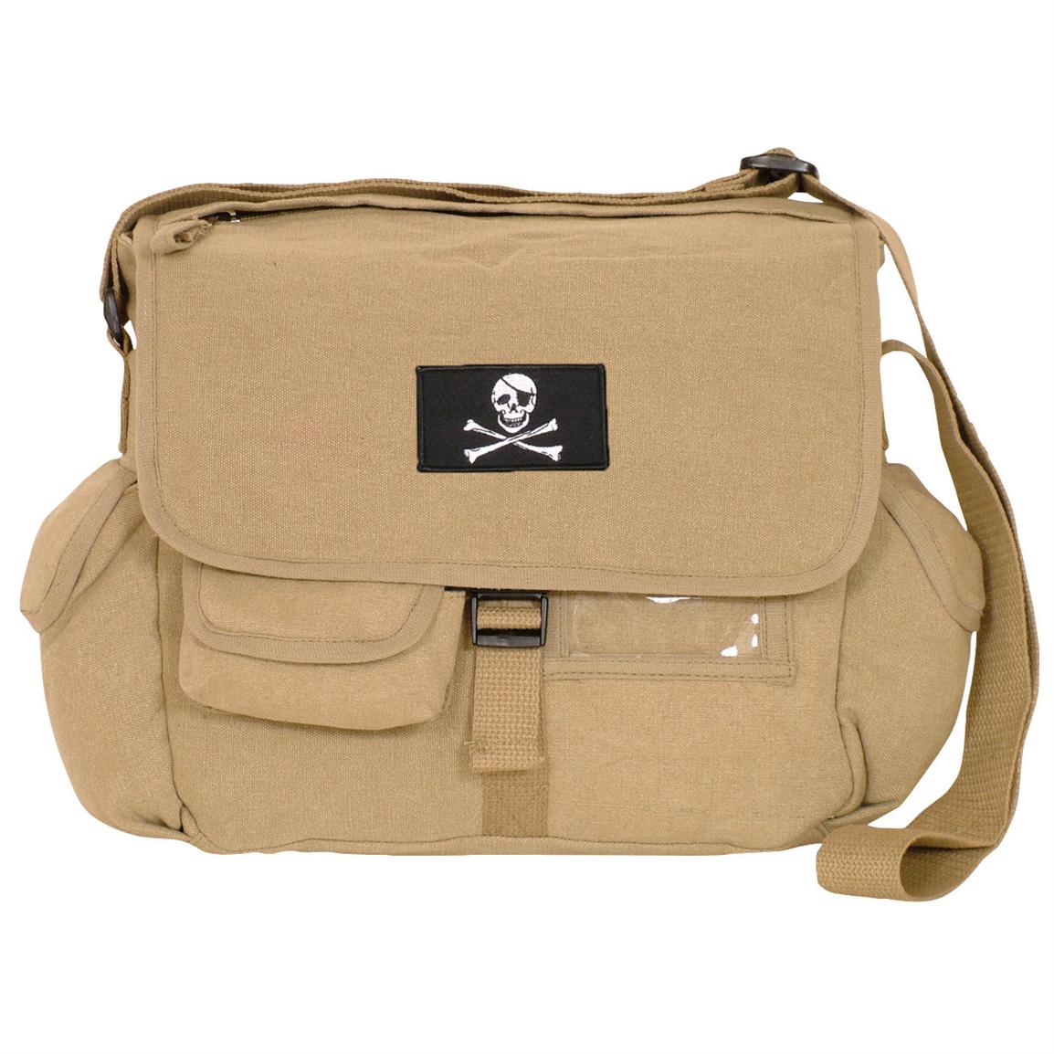 Fox Tactical™ Retro Messenger Bag, Khaki-Jolly Roger