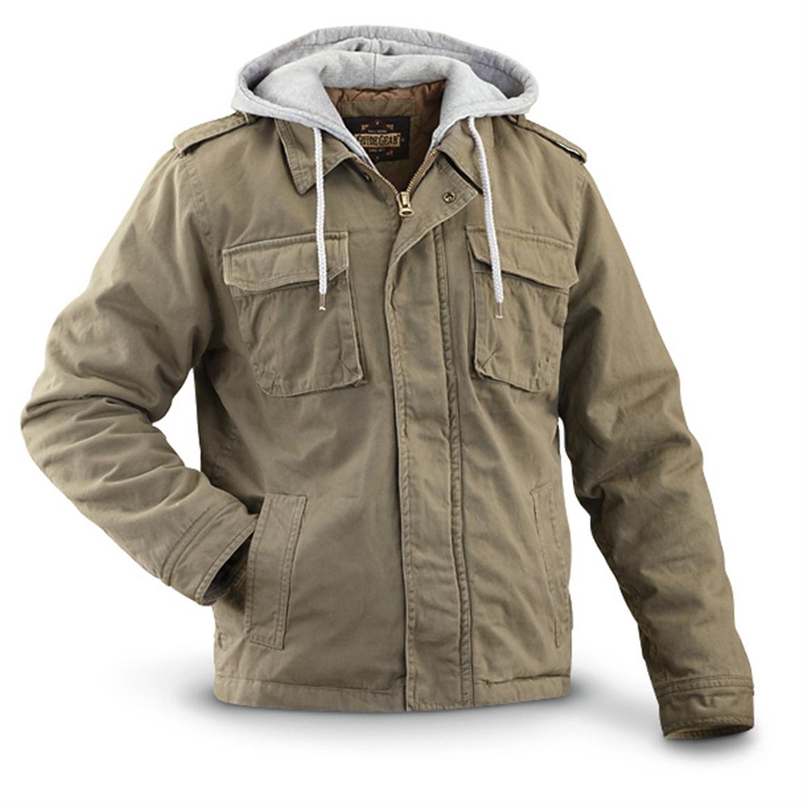 Guide Gear® Hooded Field Jacket, Field Khaki - 297191, Insulated ...