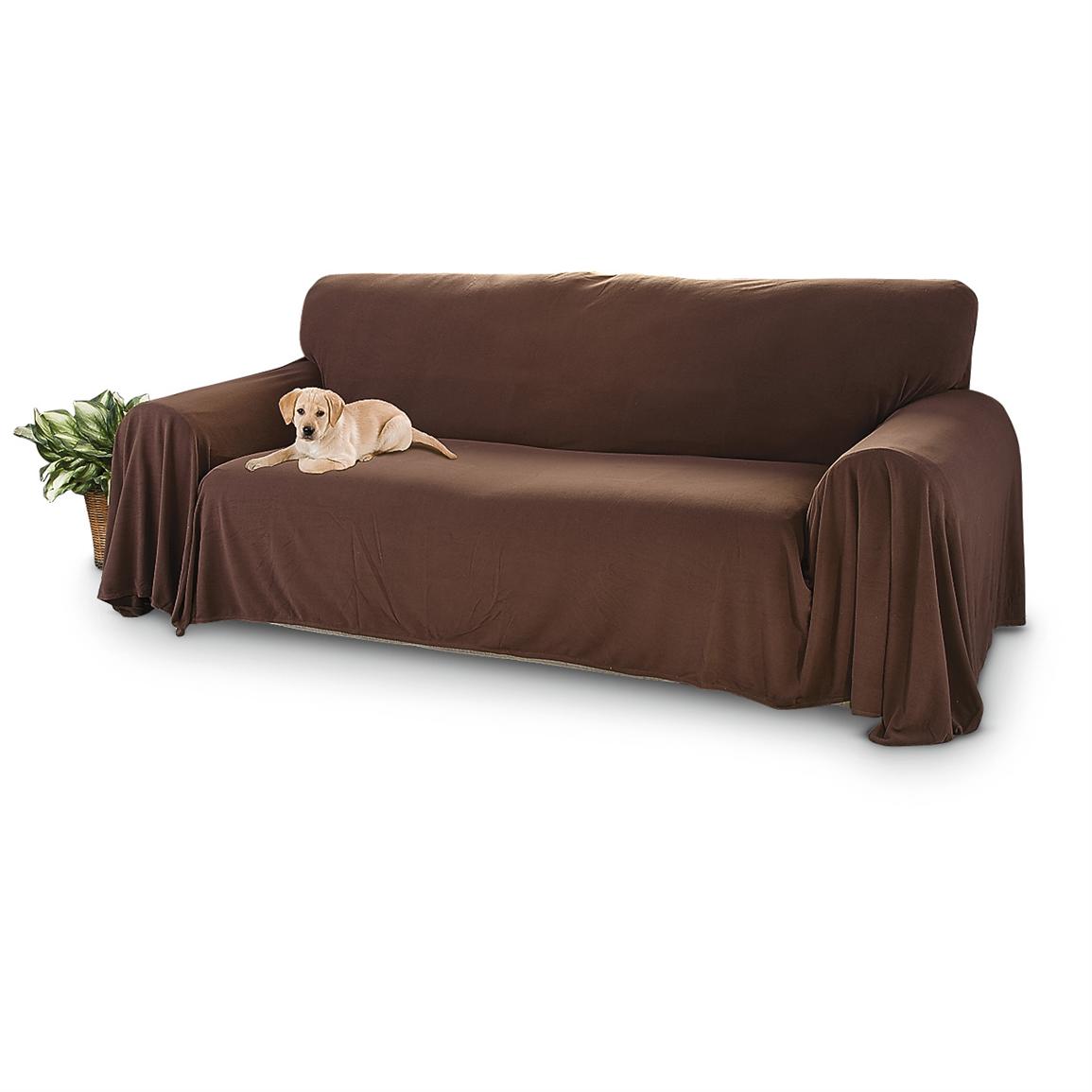 SureFit® Fleece Sofa Cover, Chocolate - 297527, Furniture Covers at ...