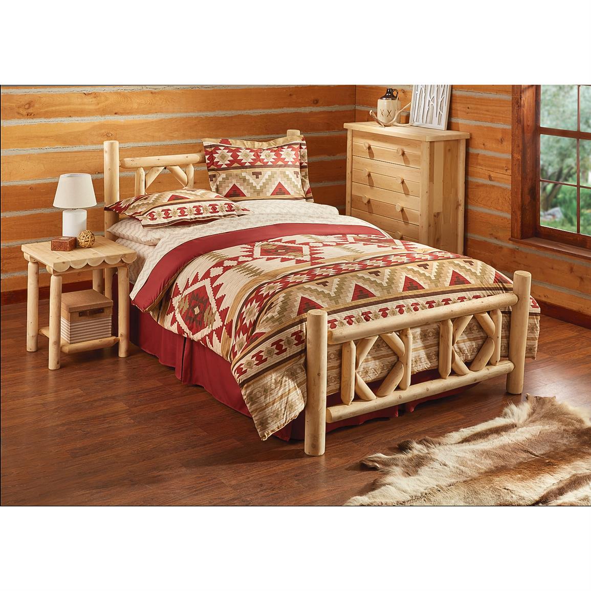 CASTLECREEK Diamond Cedar Log Bed, Queen - 297898, Bedroom Sets at