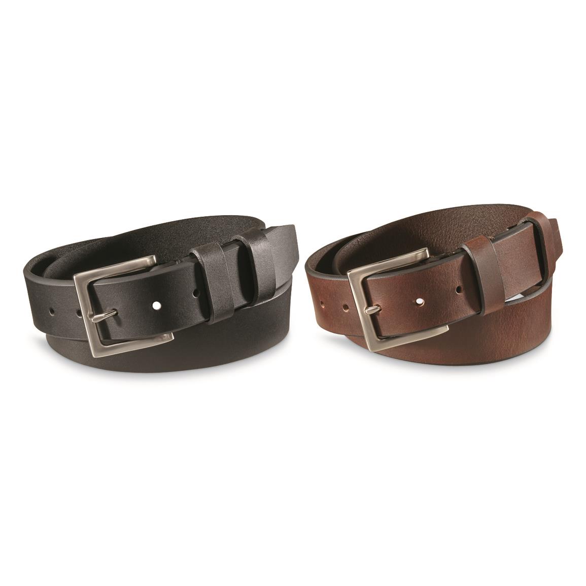 Guide Gear Men's Leather Belts, 2 Pack, Black/brown