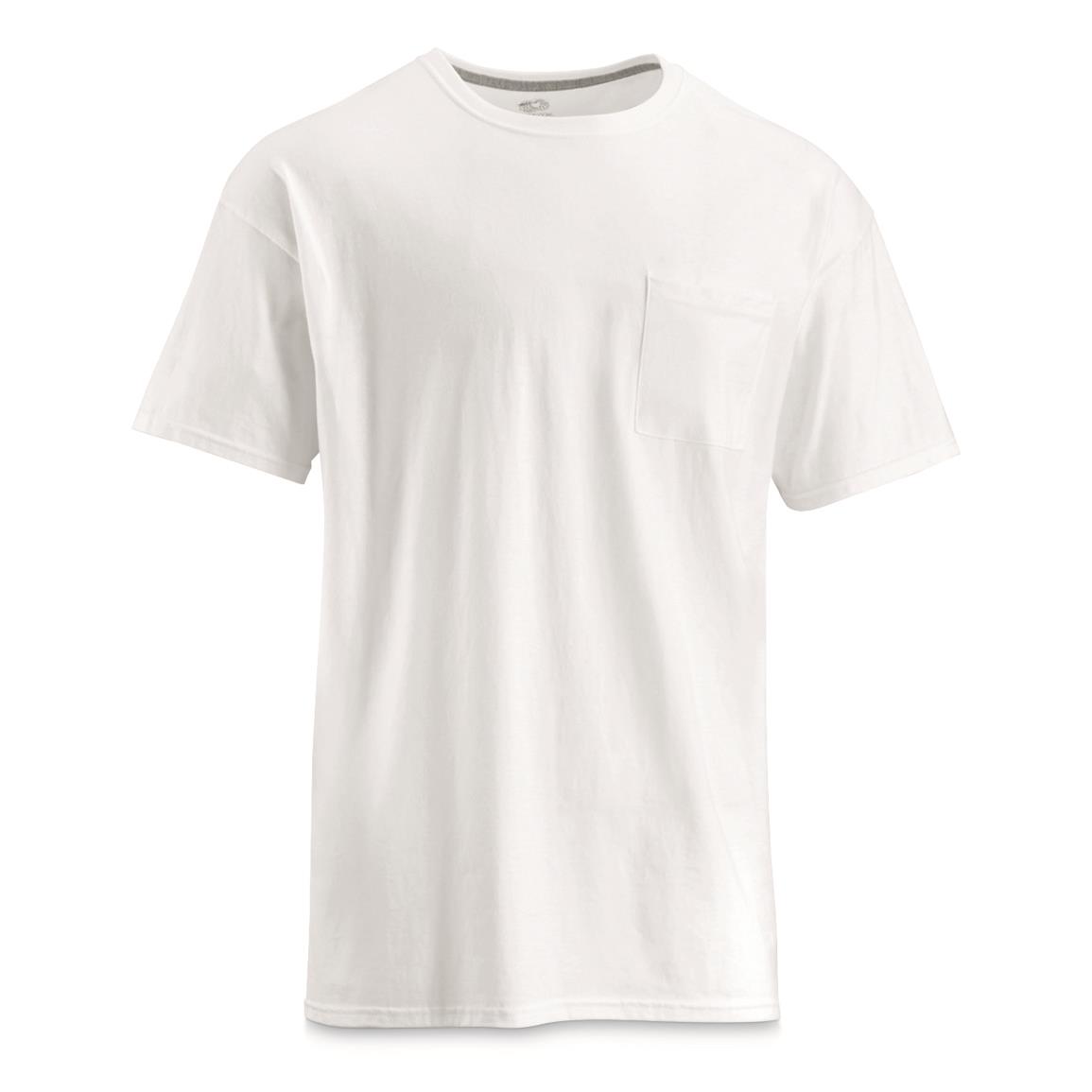 U.S. Military Surplus Pocket T-Shirts, 6 Pack, New, White