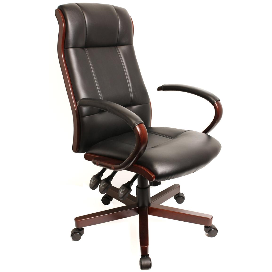 Comfort Products Affinity Ergonomic Leather Chair with Wood Trim ...