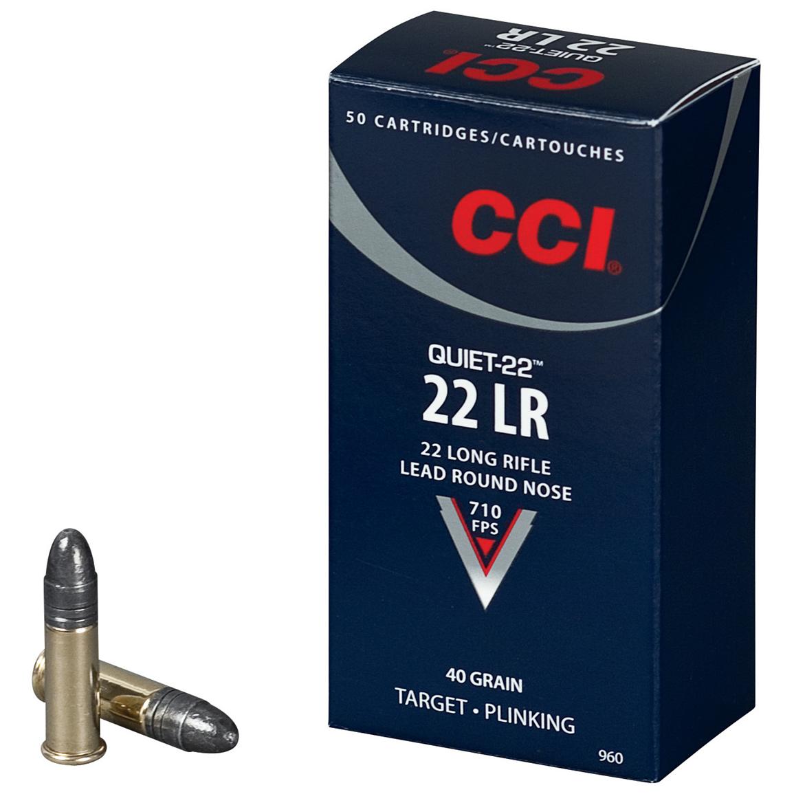 CCI Quiet-22, .22LR, LRN, 40 Grain, 50 Rounds - 310924, .22lr Ammo at ...