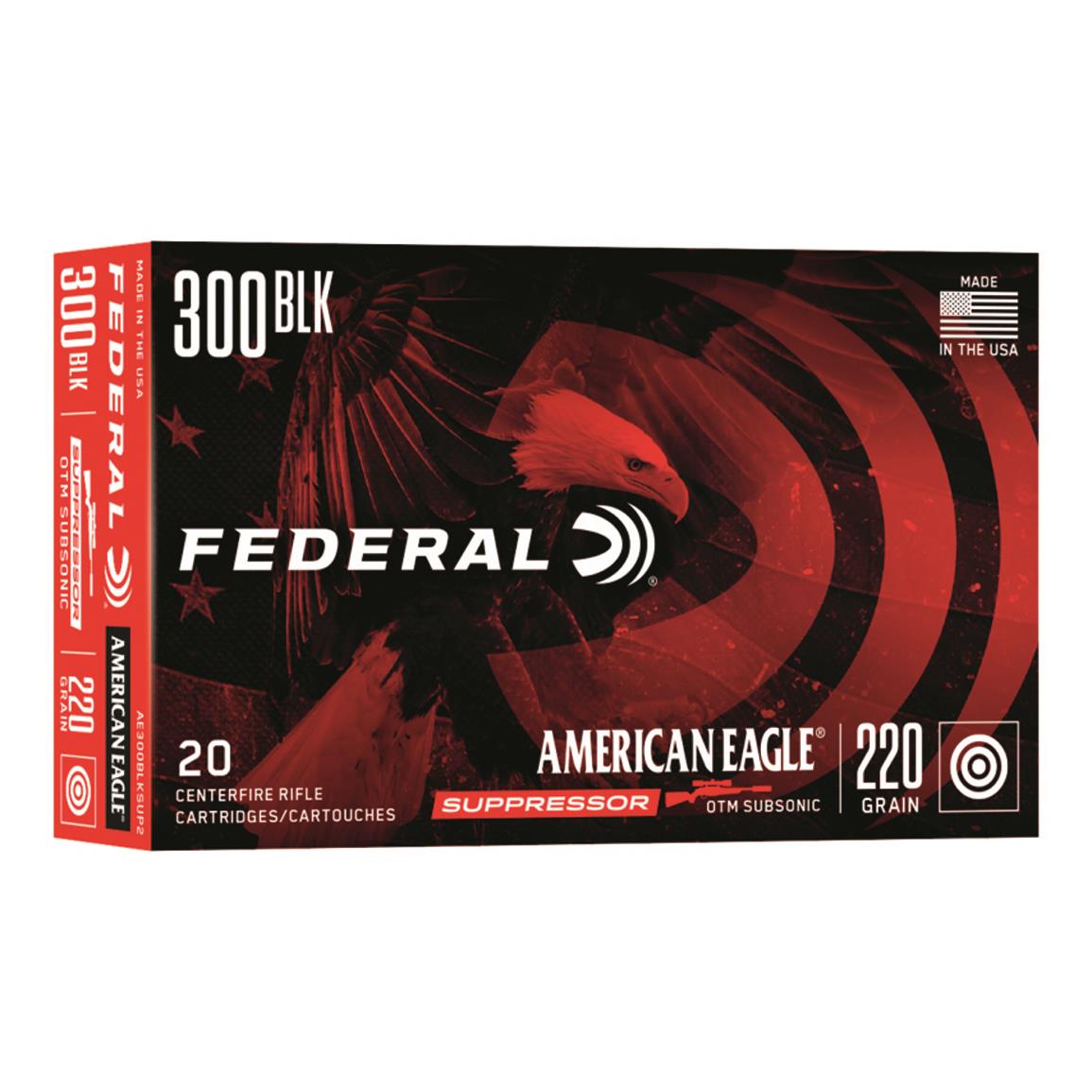Federal American Eagle, .300 AAC Blackout, OTM, 220 Grain, 20 Rounds