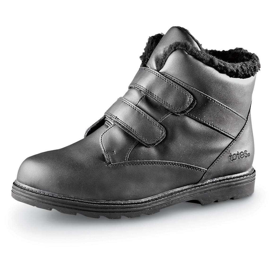 mens winter boots with velcro closure