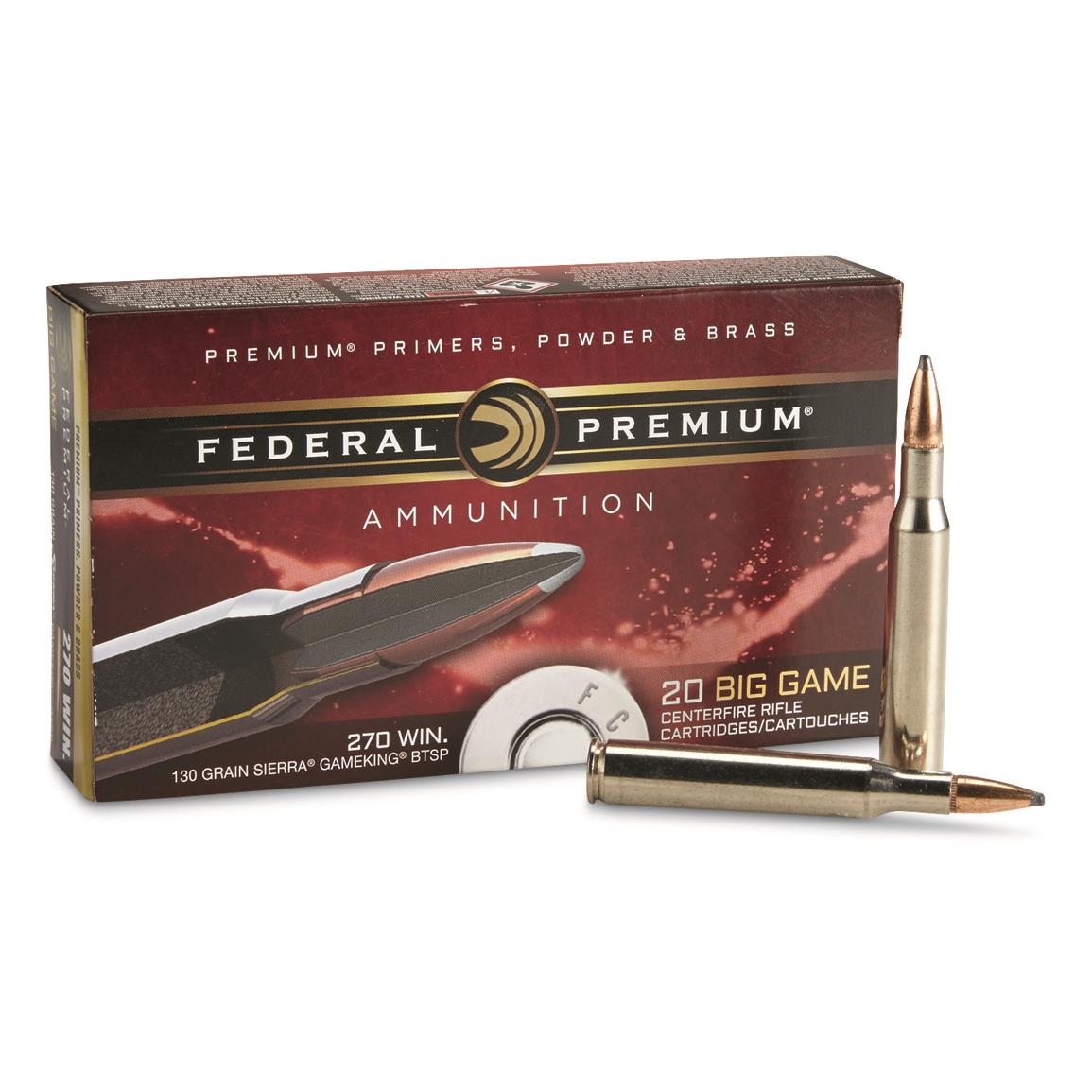 Federal Premium Sierra GameKing, .270 Winchester, BTSP, 130 Grain, 20 ...