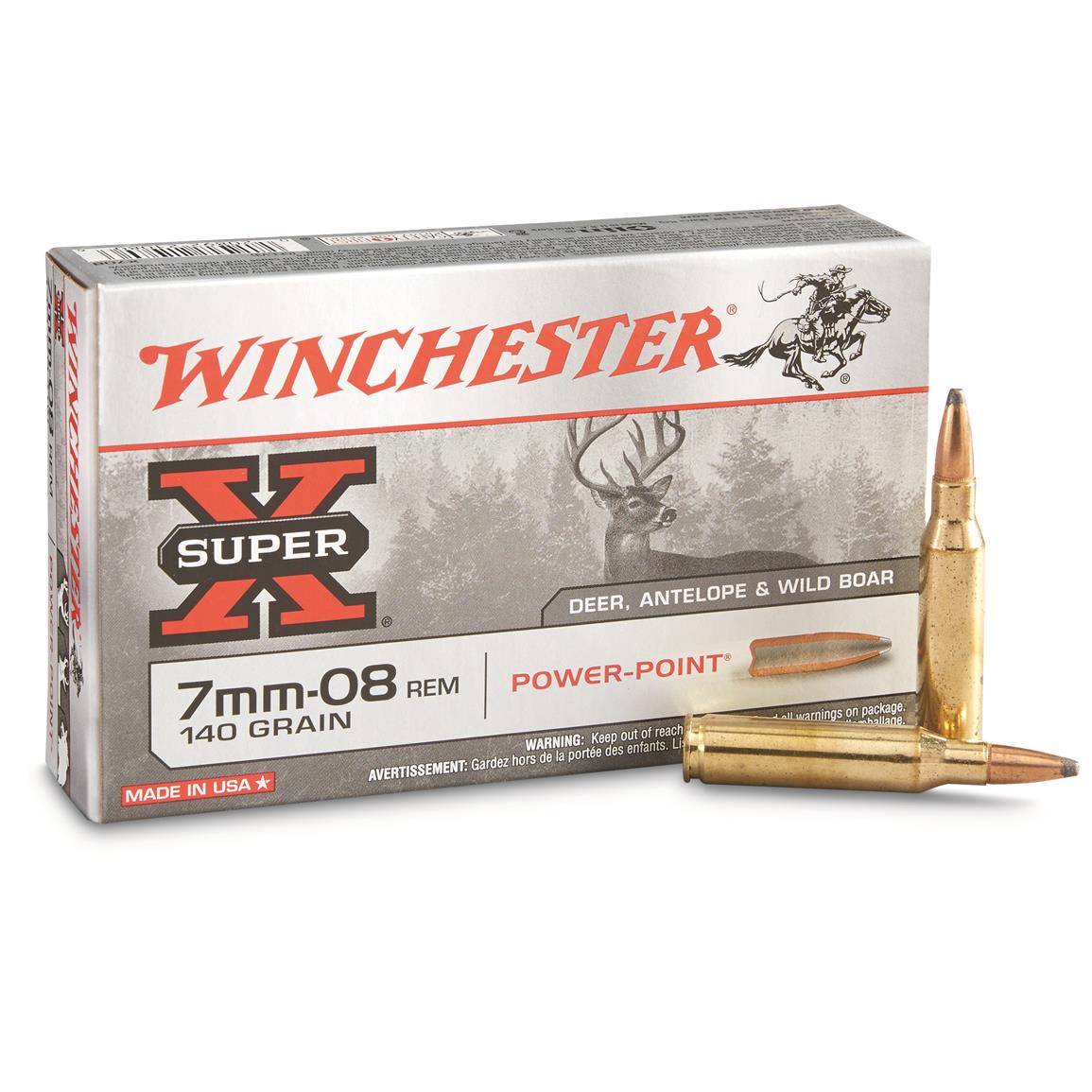 Winchester Super-X, 7mm-08 Remington, PP, 140 Grain, 20 Rounds - 39626 ...