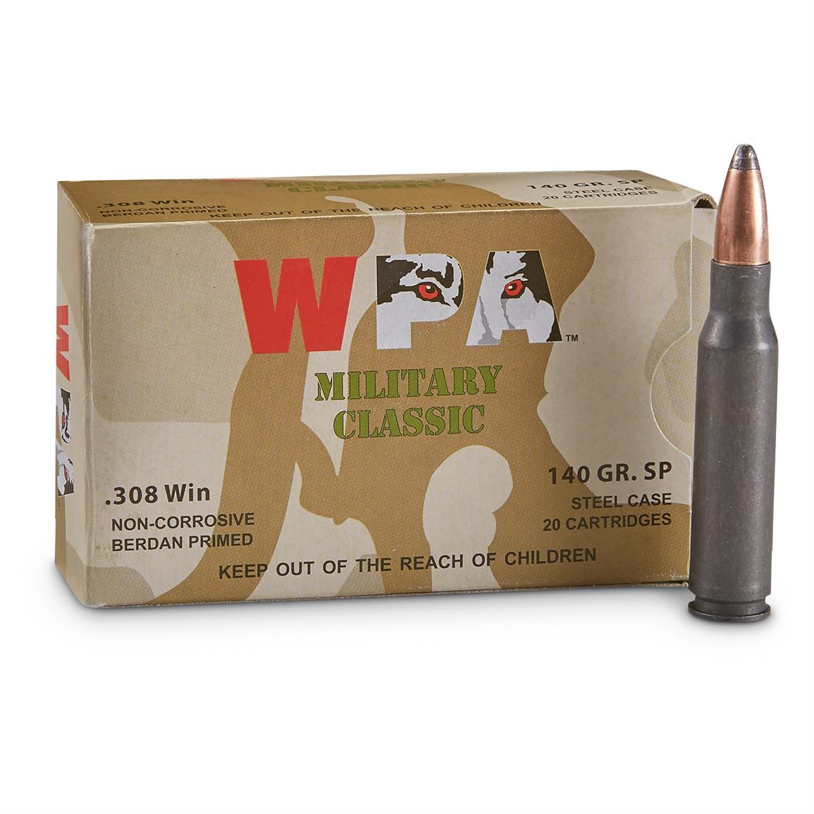 Wolf, Military Classic, .308, SP, 140 Grain, 100 Rounds 