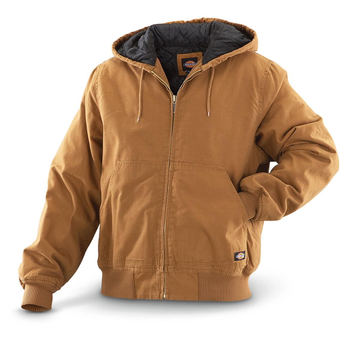 Dickies Men's Sanded Duck Hooded Work Jacket - 421294, Insulated ...