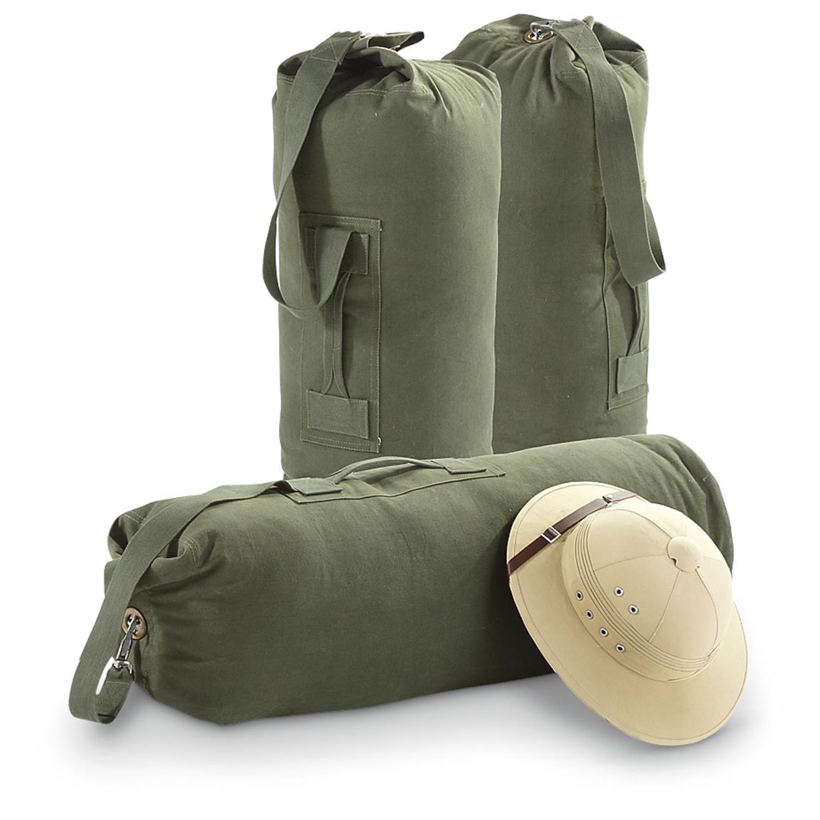 3 Used British Military Surplus Canvas Duffel Bags - 421490, Military & Camo Duffle Bags at ...