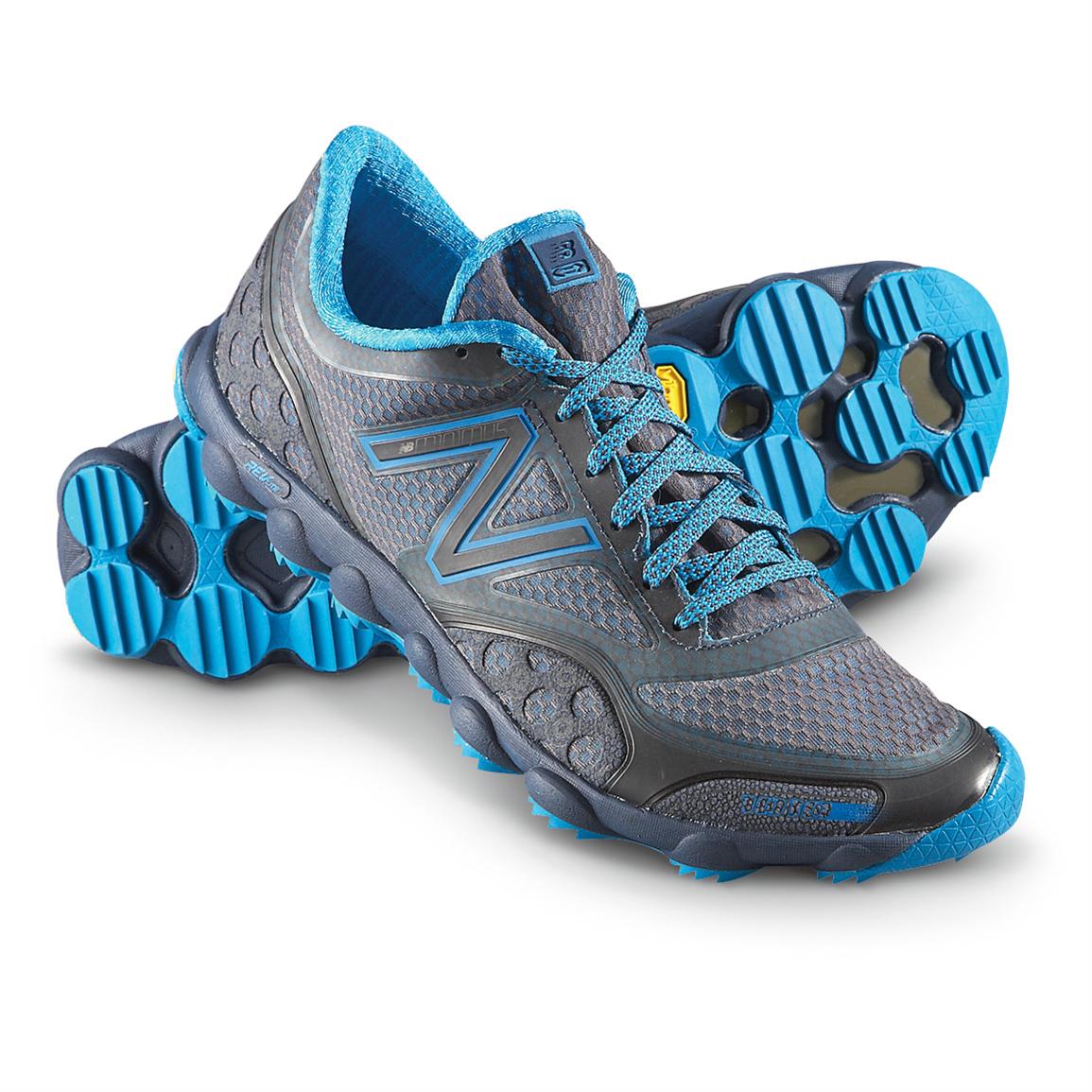Men's New Balance MT101GB Minimus Trail Shoes, Gray / Blue - 422003 ...