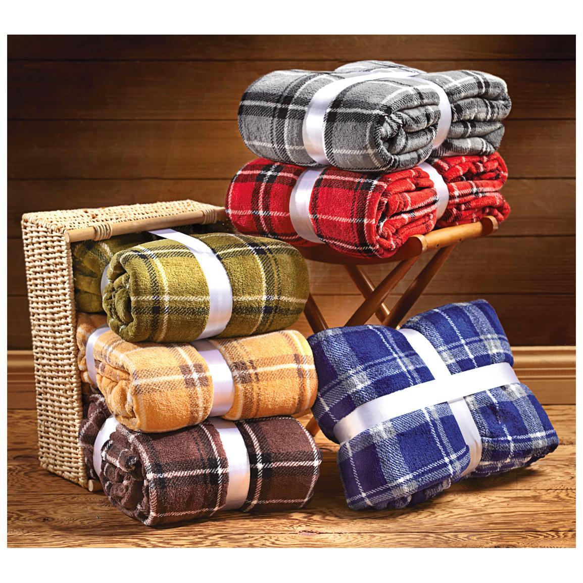 Throw Plaid Blanket Soft War New Zealand Wool ELF Green ...