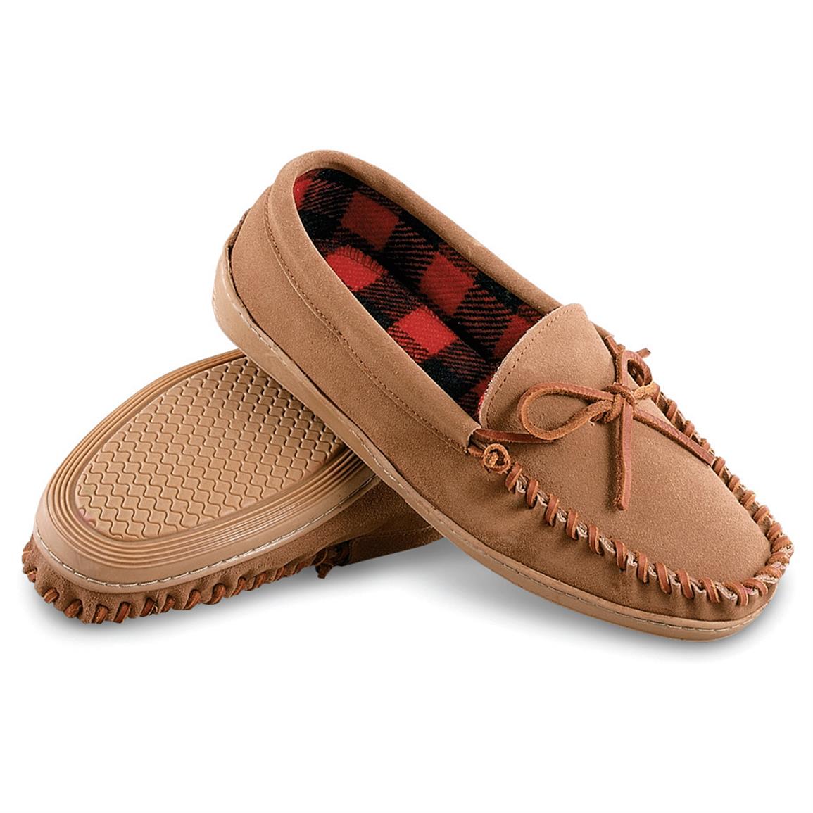 Guide Gear Men&amp;#39;s Leather Trapper Moccasins - 42435, Slippers at ...