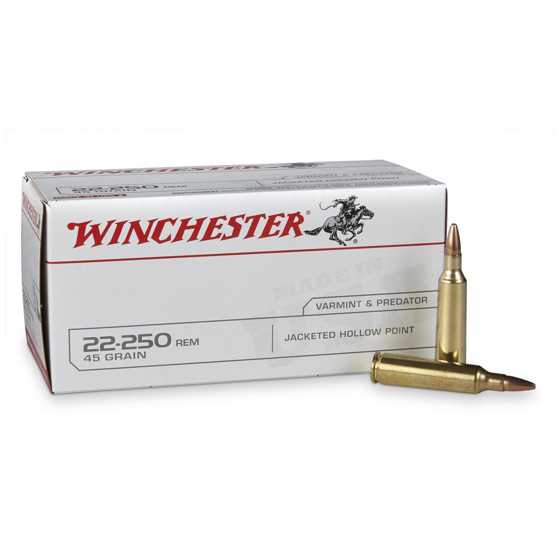 Winchester USA, .22-250 Remington, JHP, 45 Grain, 40 Rounds