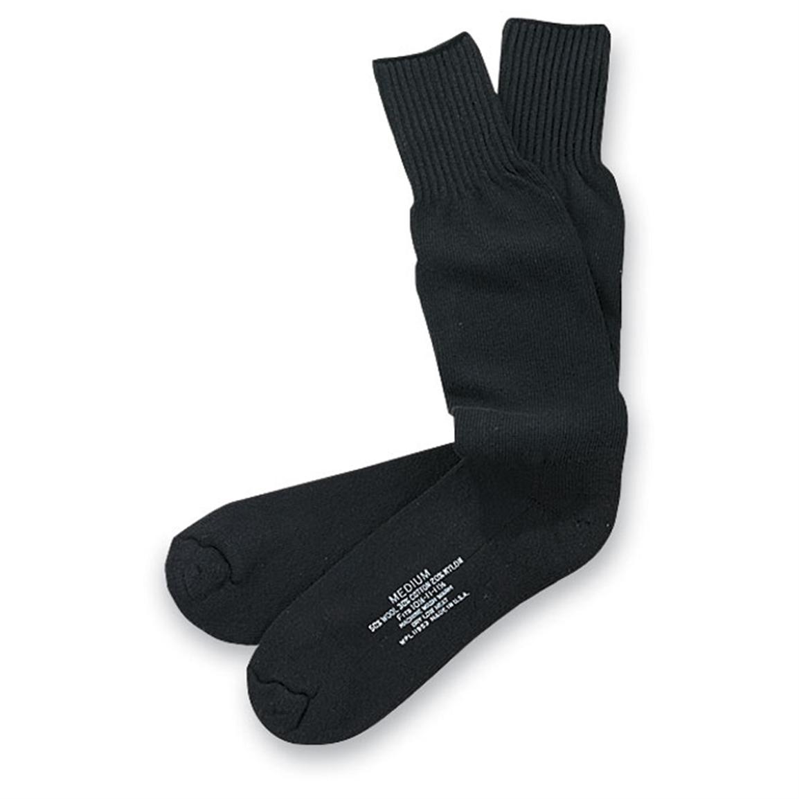 6 pairs New U.S. Army Boot Socks, Black 53965, Military Socks at