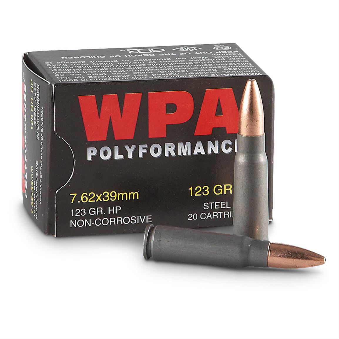 Wolf WPA PolyFormance, 7.62x39mm, HP, 123 Grain, 1,000 Rounds - 54049 ...