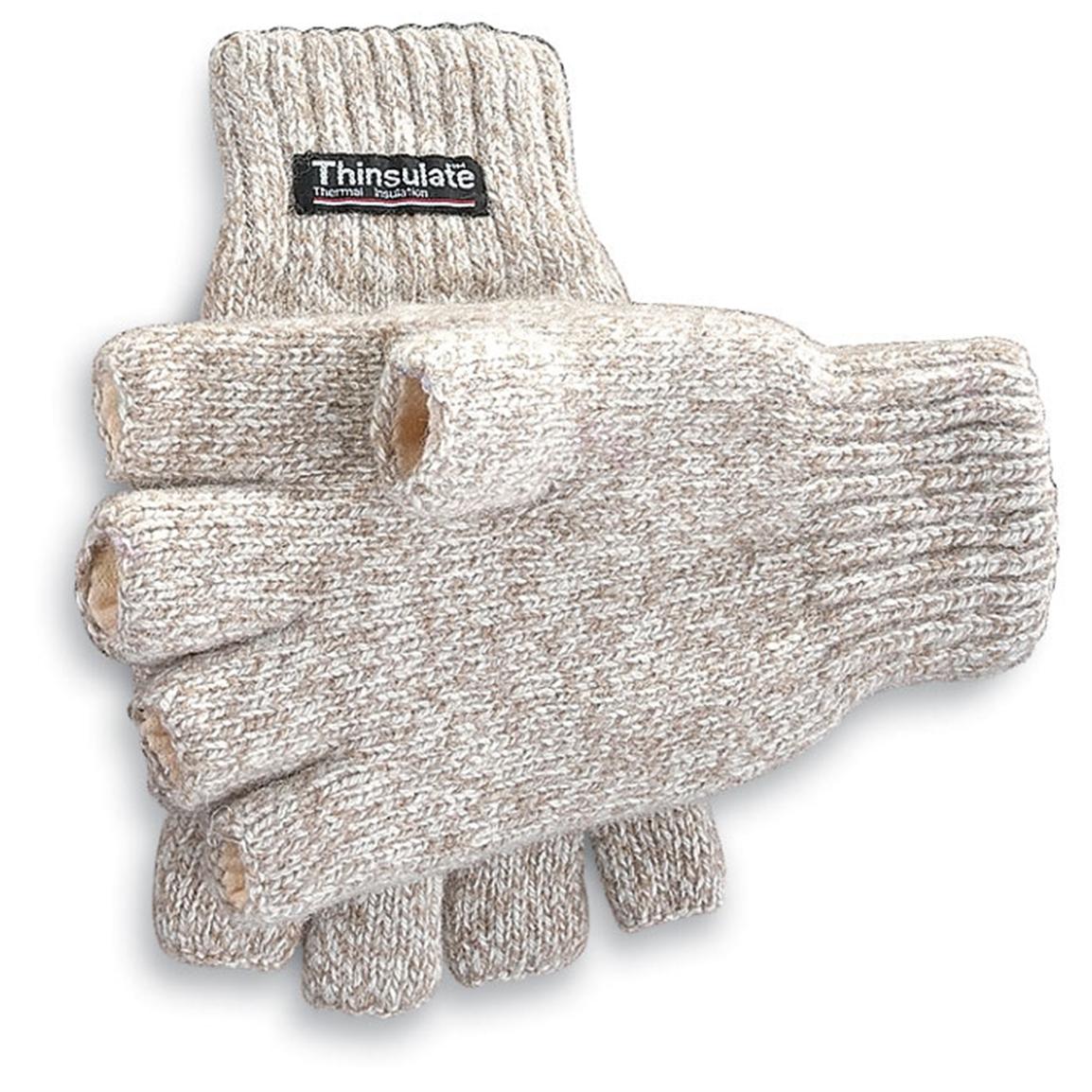 2 Pairs Thinsulate™ Insulation Fingerless Ragg Wool Gloves - 55381 ...