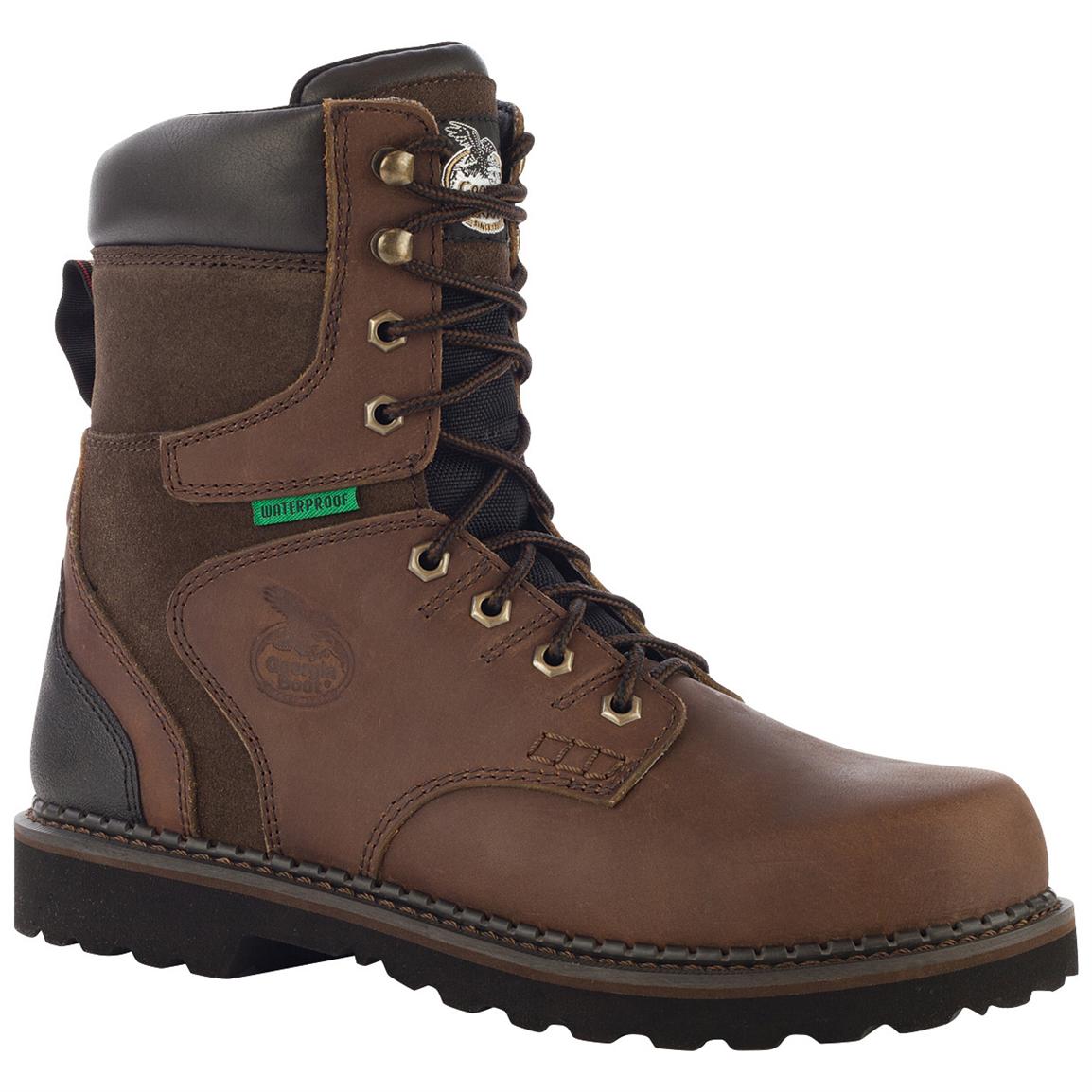 Men&#39;s Georgia Boots® Brookville 8&quot; Waterproof Work Boots, Dark Brown - 578271, Work Boots at ...