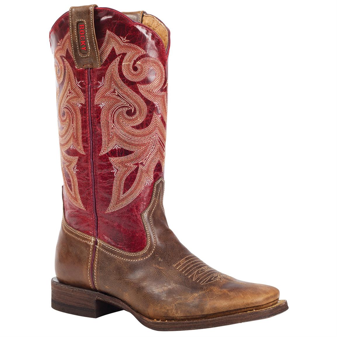 Women&#39;s Rocky® HandHewn Women&#39;s Square Toe Western Boots - 578307, Cowboy & Western Boots at ...