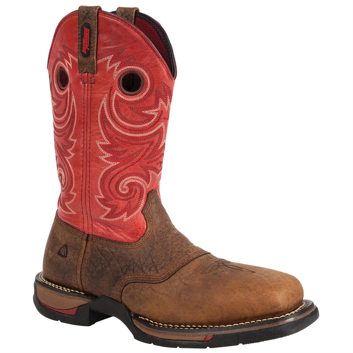 Men's Rocky® Long Range Carbon Fiber Toe Western Boots, Brown / Red ...