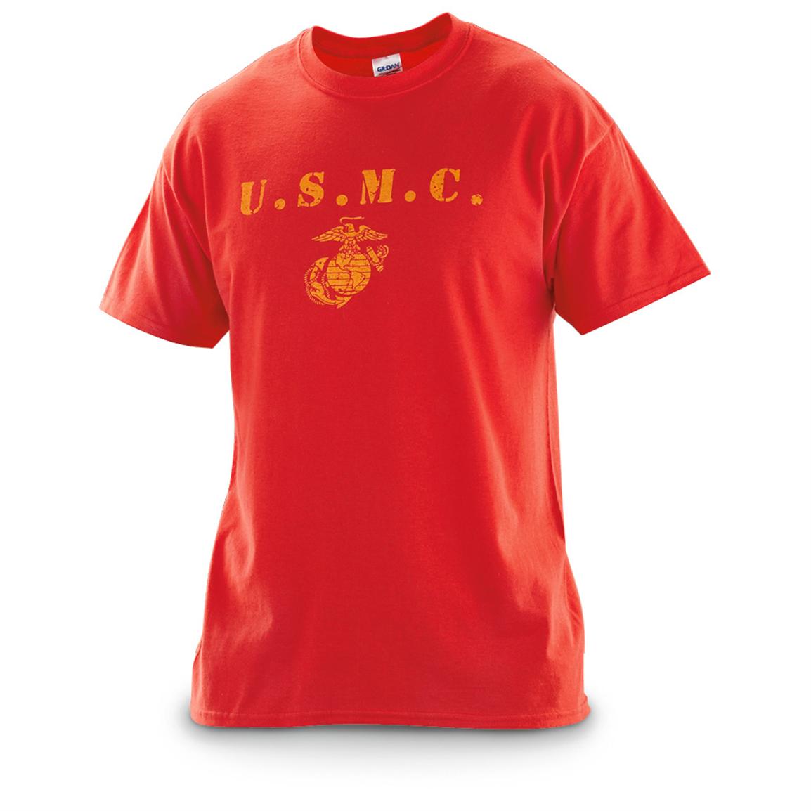 U.S. Marine Corps. Distressed T-Shirt, Red - 578906, Tactical Clothing ...