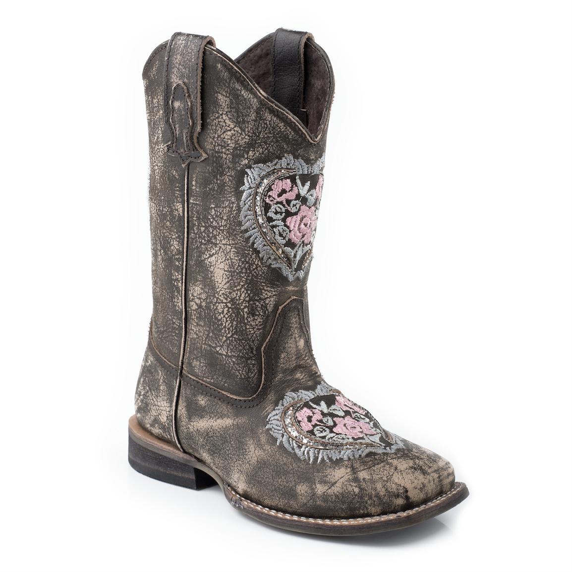 Roper® Kids' Heart and Glitter Western Boot, Brown - 580130, Cowboy ...